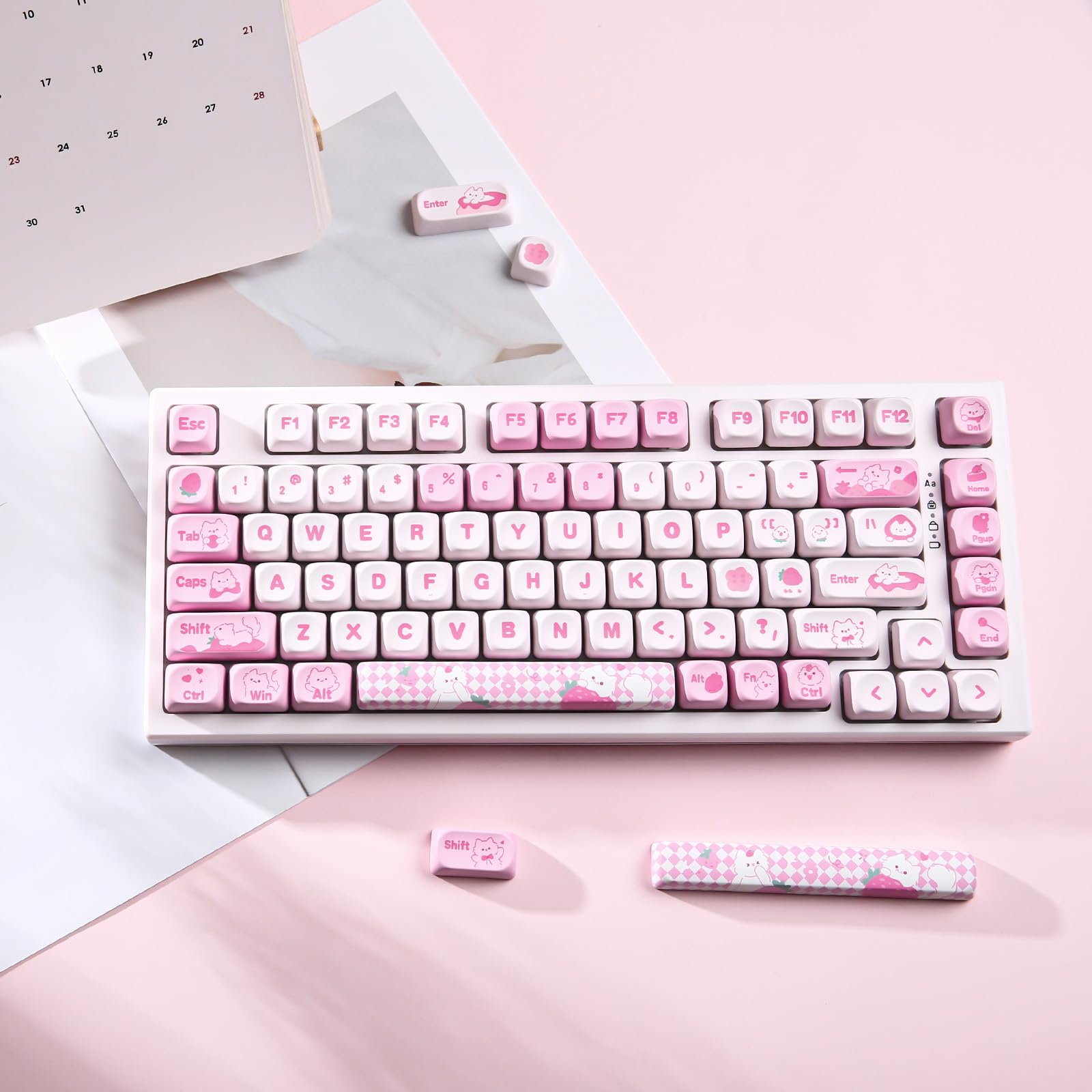 Amazon | YUNZII ピンクニャンニャン キーキャップセット 141キー
